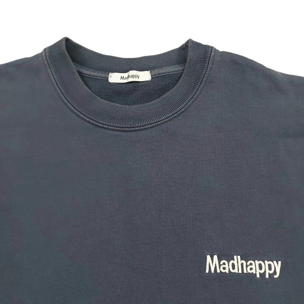 Madhappy Sweatshirt Womens Small Blue Cotton Embroidered Logo Crewneck Pullover - Picture 2 of 11
